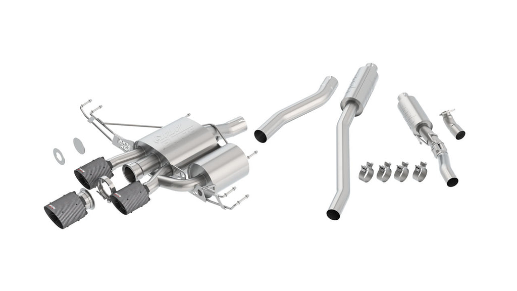 Borla ATAK Cat-Back Exhaust w-Tri-Angle Cut Carbon Fiber Tips - 2017+ Honda Civic Type R FK8