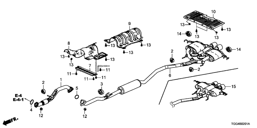 Honda OEM Exhaust Pipe (A) for 2017+ Honda Civic Type R FK8