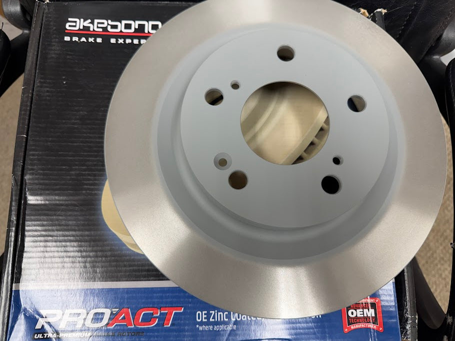Akebono Pro-ACT Ultra-Premium Rear Brake Disc Rotor for 2017+ Honda Civic Type R FK8 FL5 & 2023+ Acura Integra Type S DE5 (pair)