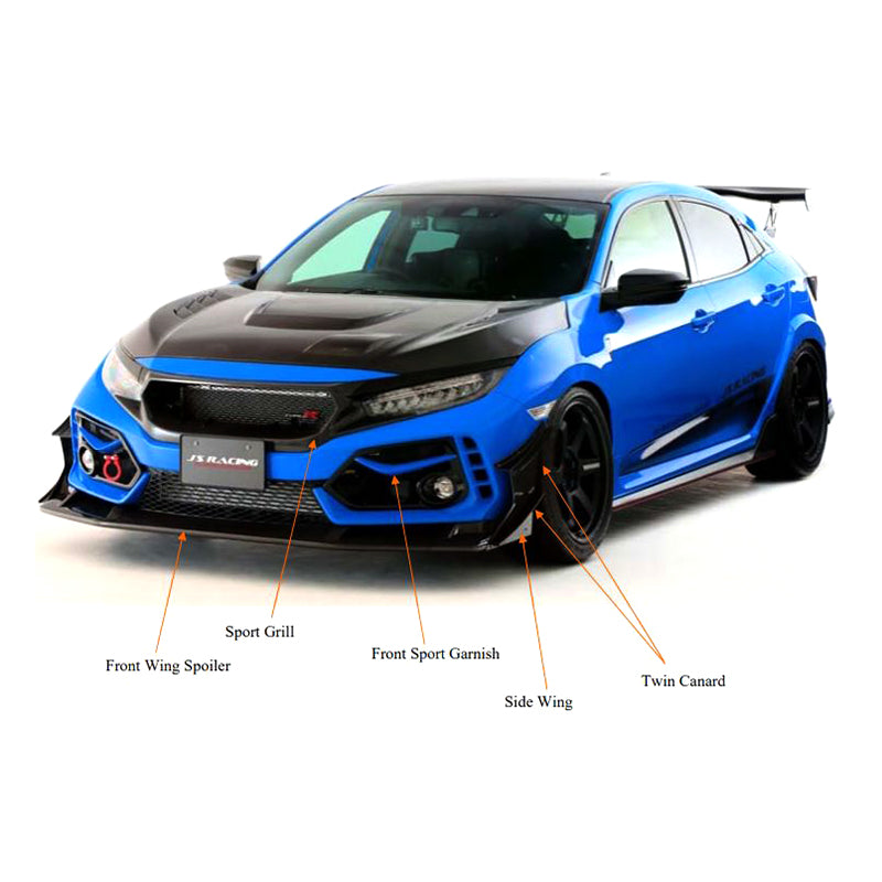 J's Racing Front Wing Spoiler Type S Carbon For Honda Civic Type R