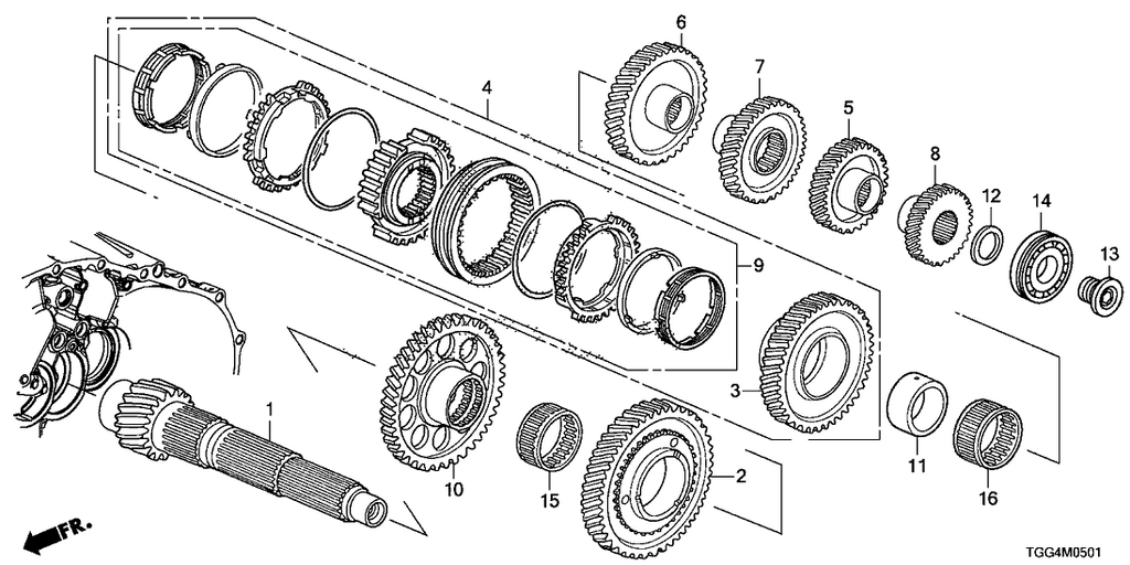 23221-R7G-000 Countershaft is Ref No. 1 in the picture