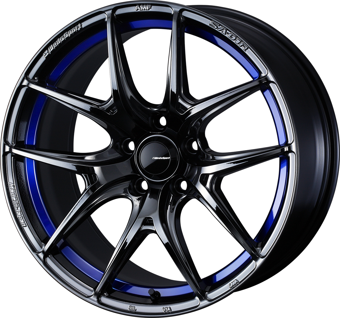 WedsSport SA-01R 18x9.0 +25 5x114.3 - Blue Light Chrome Wheel Set