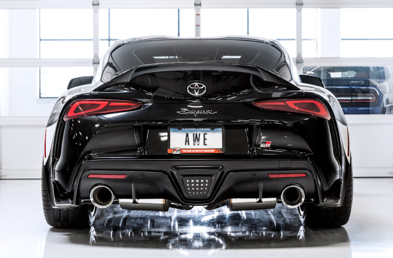 AWE Non-Resonated Touring Edition Cat-Back Exhaust w- 5" Diamond Black Tips - 2020+ Toyota Supra GR A90 A91 MKV