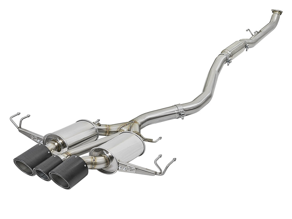 aFe Takeda 2.5" to 2.25" 304SS Cat-Back Exhaust w-Tri-Carbon Tips - 17+ Honda Civic Type R FK8