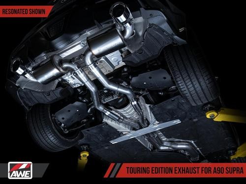 AWE Resonated Touring Edition Cat-Back Exhaust w- 5" Chrome Silver Tips - 2020+ Toyota Supra GR A90 A91 MKV