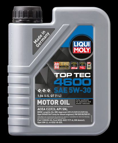 Liqui Moly Top Tec 4600 + Mahle MB2OILFLTR1KIT Oil Change Kit - 5W-30 Fully  Synthetic - Mercedes