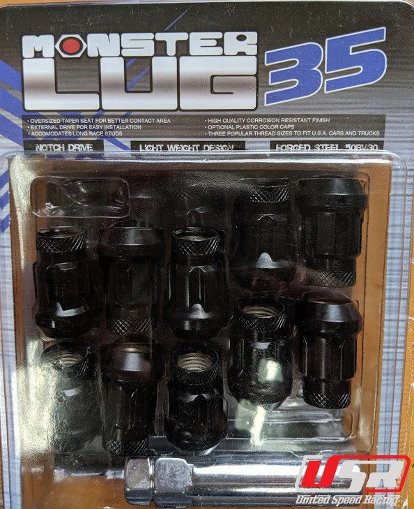 MONSTER LUG 35 Short Lug Nuts M14X1.5 Set of 20