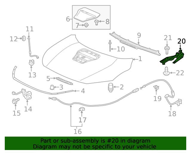 Honda OEM Right Hood Hinge for 2017+ Honda Civic Type R FK8