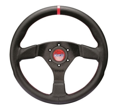 Sparco Steering Wheel R383 Champion Black Leather with Black Stitching